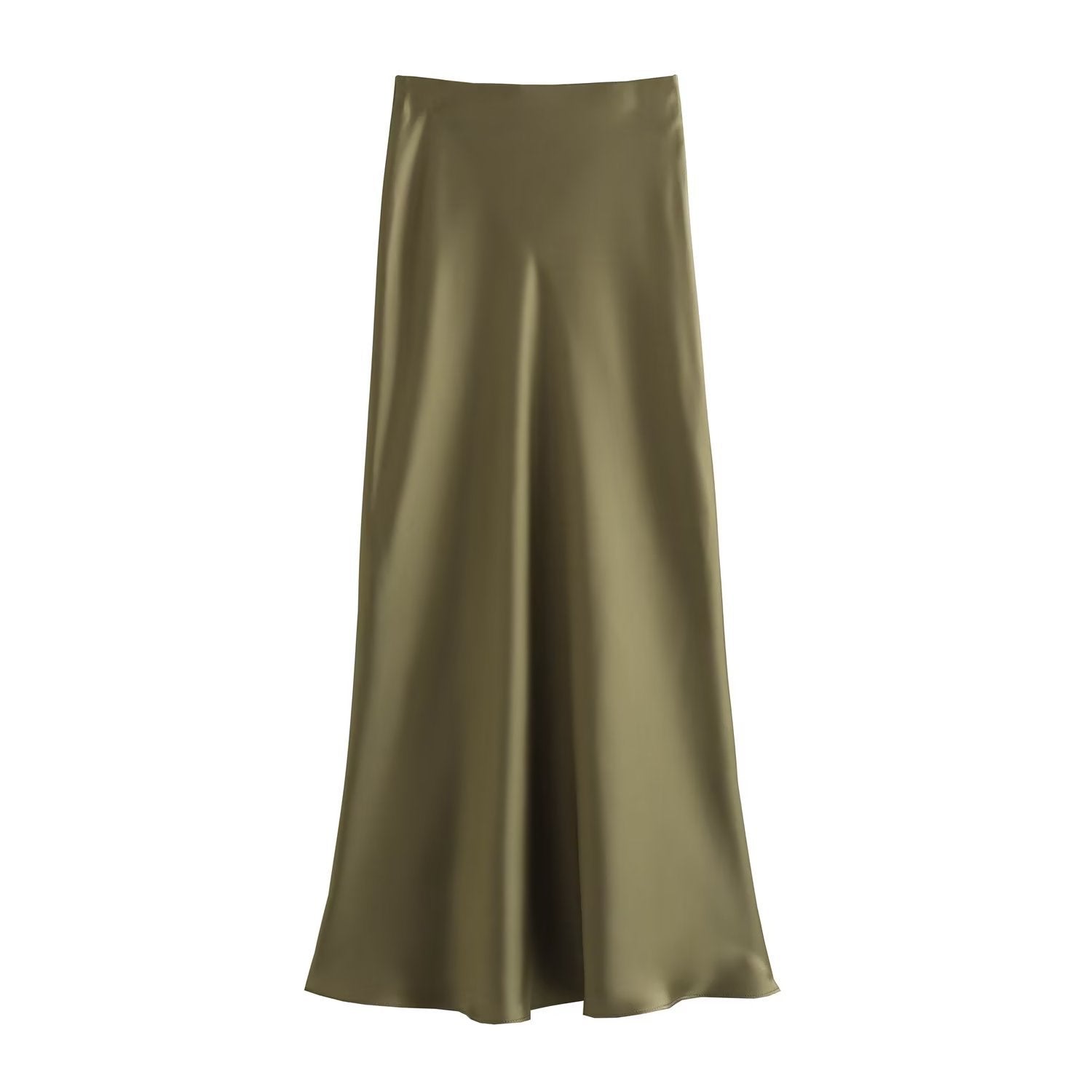 Foreign Trade Wholesale Women's French Fashion Silk Satin Texture High Waist Skirt