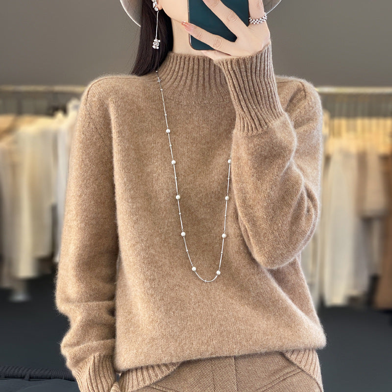 Women's Half Turtleneck Keep Warm Pure Color Cashmere