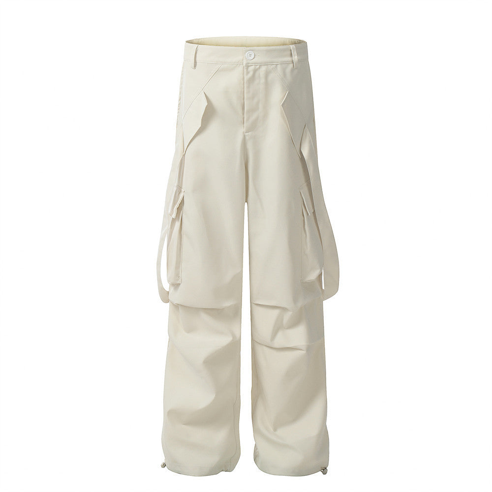 Overalls Men's Ribbon Pocket Design Pleated