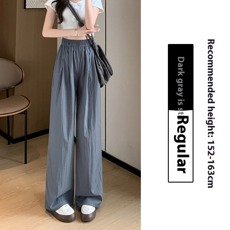 High Waist Drooping Straight Pleated Cotton And Linen Casual Pants