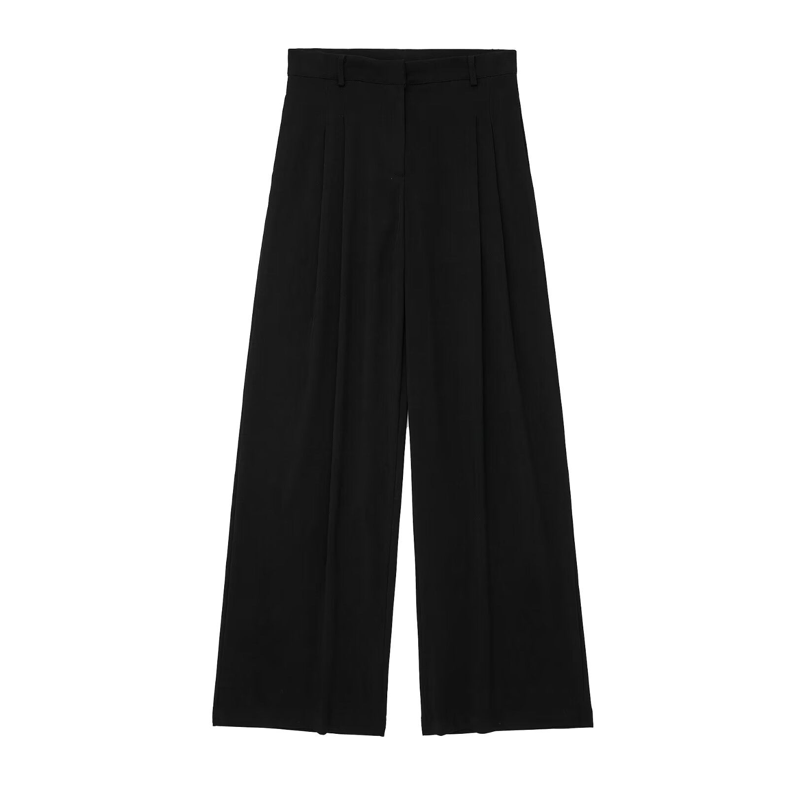 Women's Pleated Decorative High Waist Wide Leg Pants Hanging Collar Vest