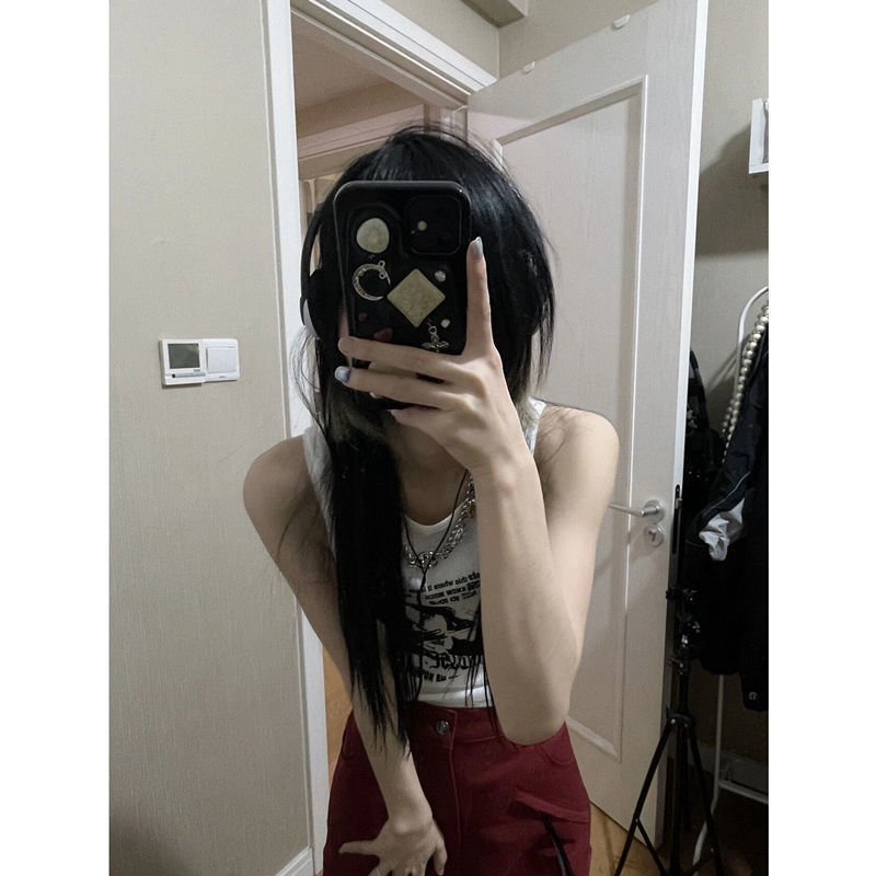 Streetwear Y2k Kawaii Print Sleeveless Ribbed Knit Vest Top Cropped Feminino Gothic Clothes