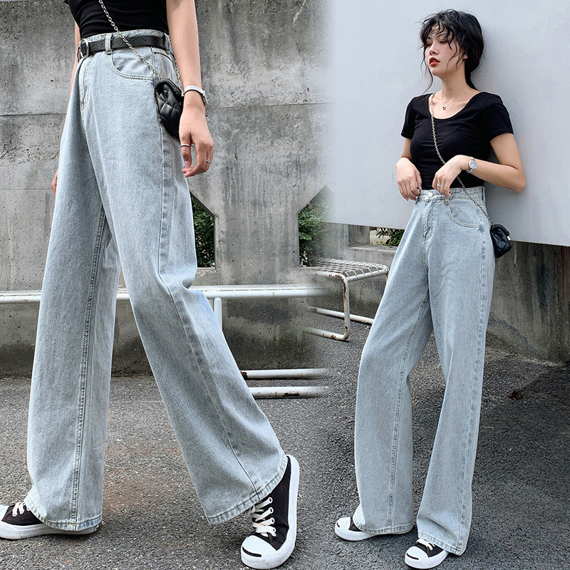 Straight hole Korean style mopping long pants