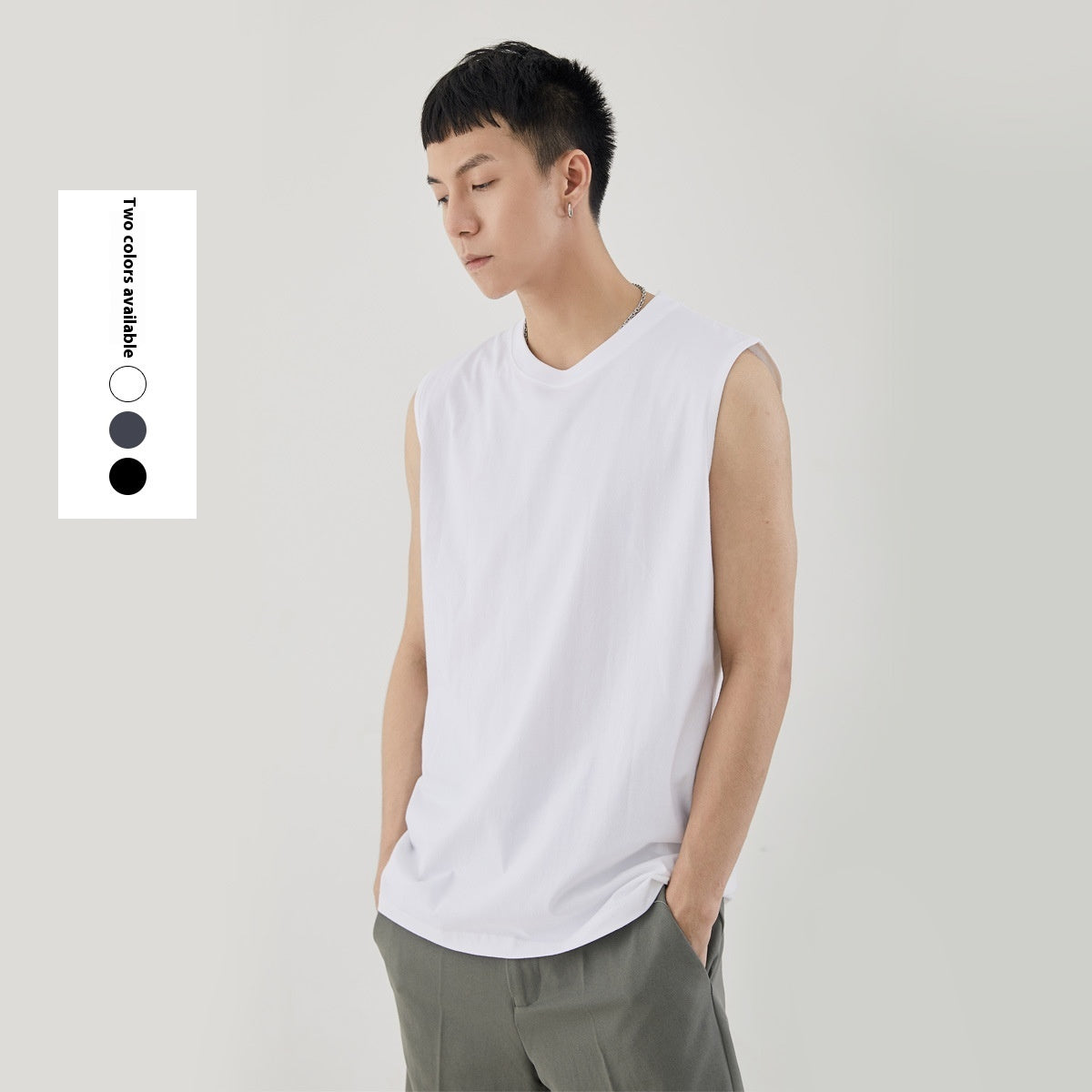 Simple Basic Sleeveless Cotton Men's Vest