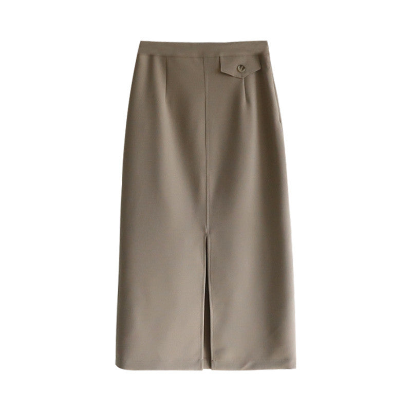 Hip Skirt Mid-length Design Half Skirt High Waist Split Skirt