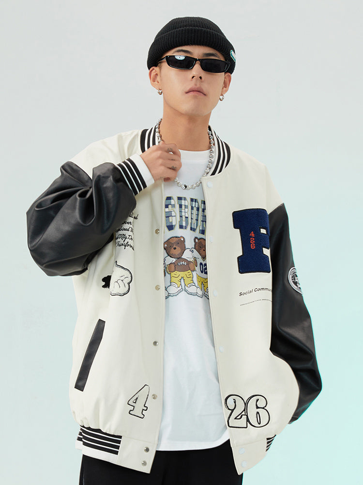 Oversized White Varsity Jacket