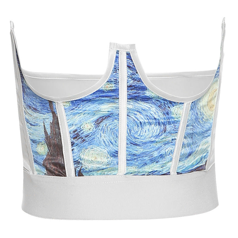 Shestyle Bone Wrap Corset Women Sexy Painting Galaxy Printed Shapwear Girdle Belt Feshion Streetwear