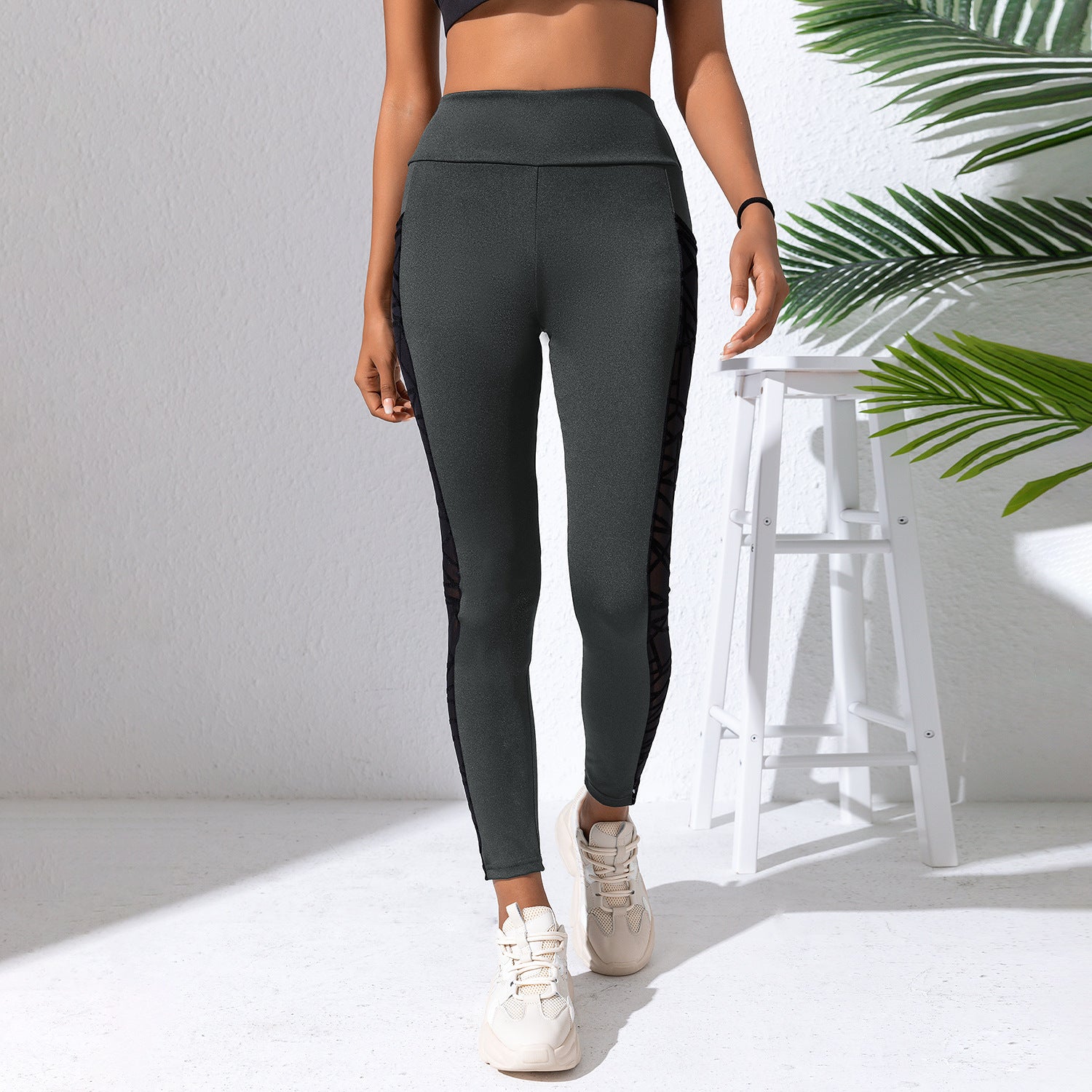 Mesh Stitching Yoga Clothes Hip-lift And Belly Shaping Trousers