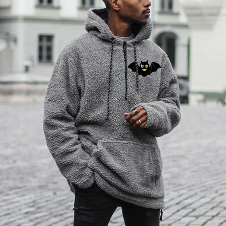 Bat Hoodie Loose Pullover Grey Sweatshirt