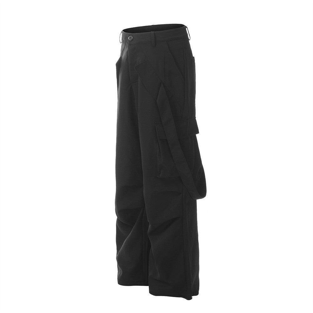 Overalls Men's Ribbon Pocket Design Pleated