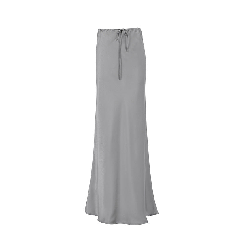 Matte Satin Satin Fishtail Long Skirt