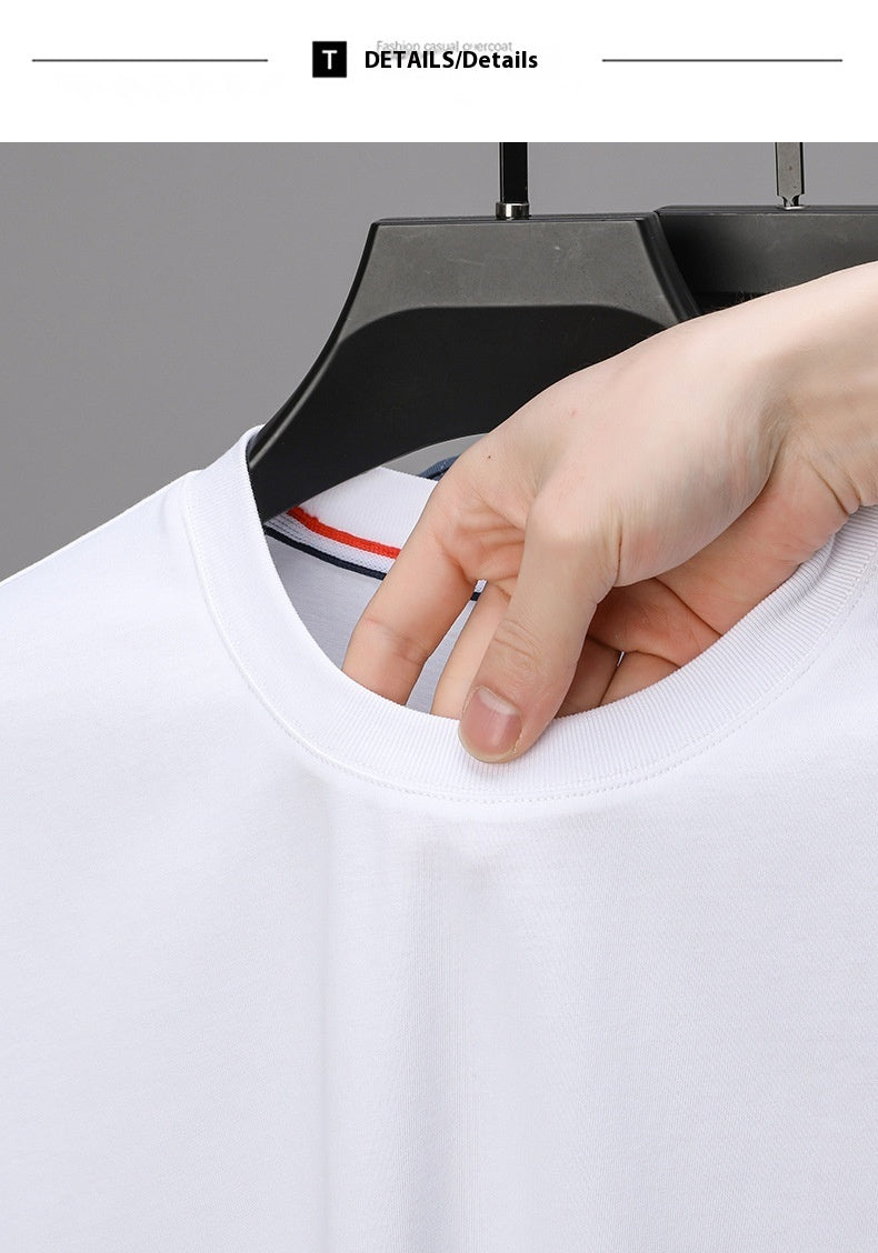 Round Neck Short Sleeve Men's T-shirt Casual Mercerized Cotton Bottoming Shirt