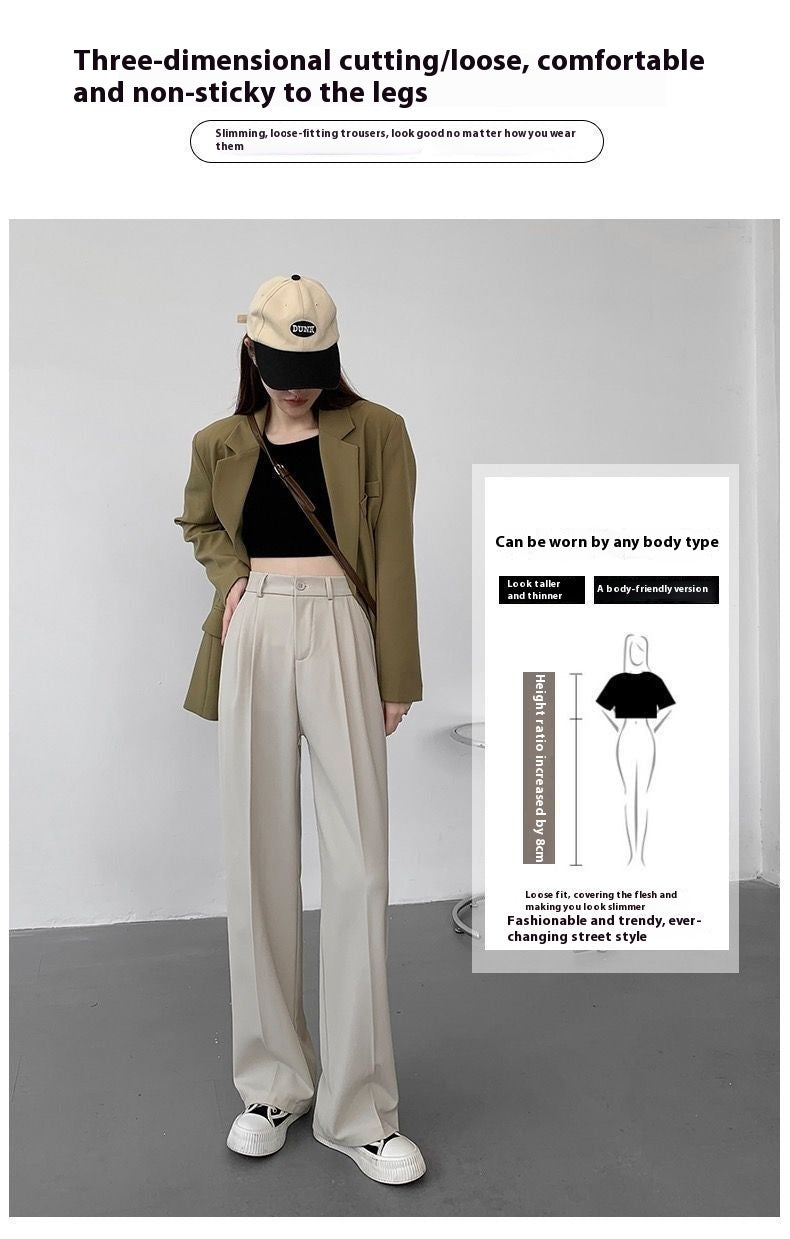 High-grade Loose Wide Leg High Waist Casual Straight-leg Suit Pants