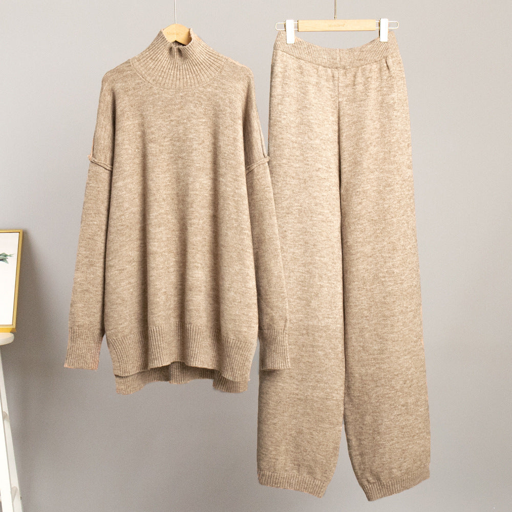 Loose Casual Lazy Thickened Knitting Trousers Suit