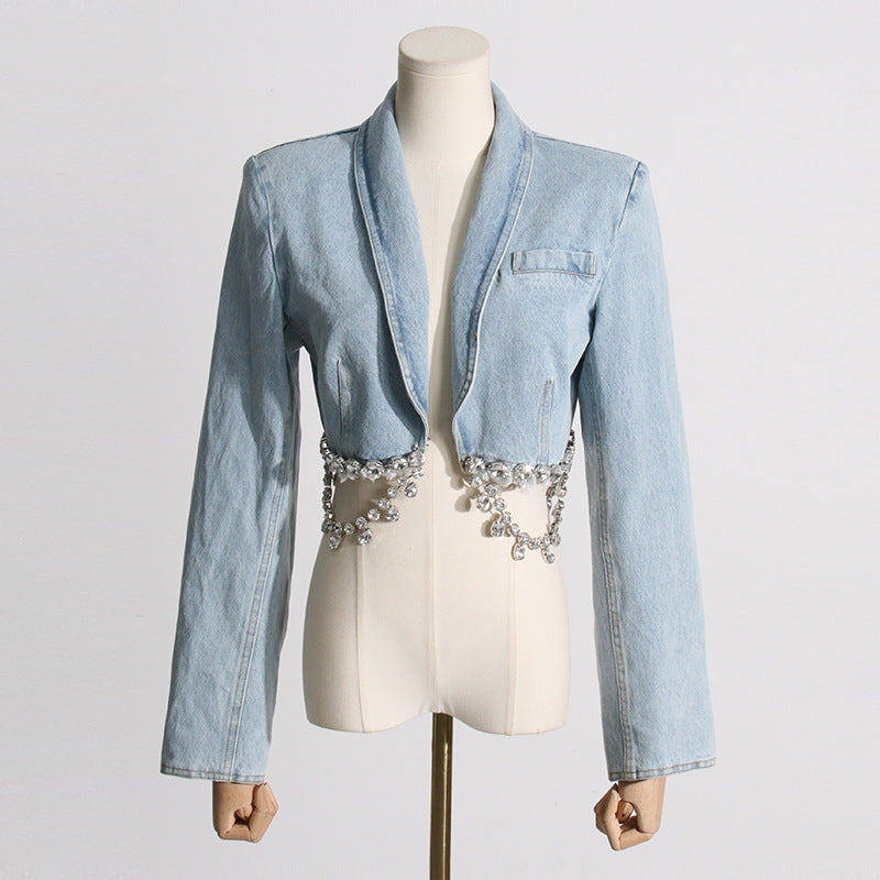 Denim Coordinate Short Jacket Fashion Hip Skirt