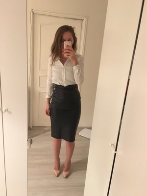 High Waist Fitted Leather Long Skirt