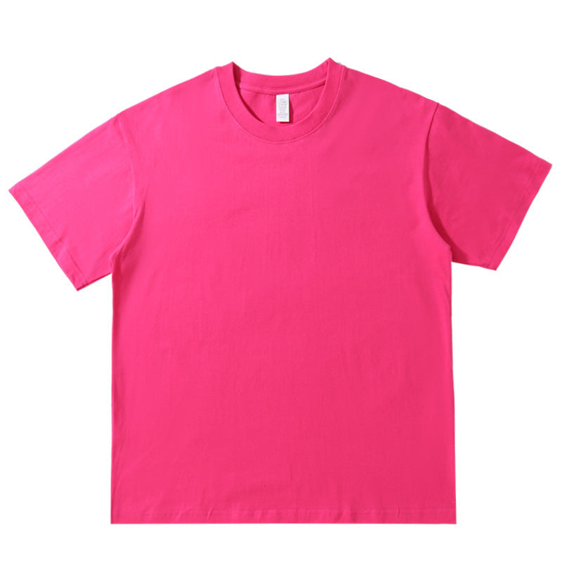 220g Round Neck Solid Color T-shirt Cotton Half Sleeve