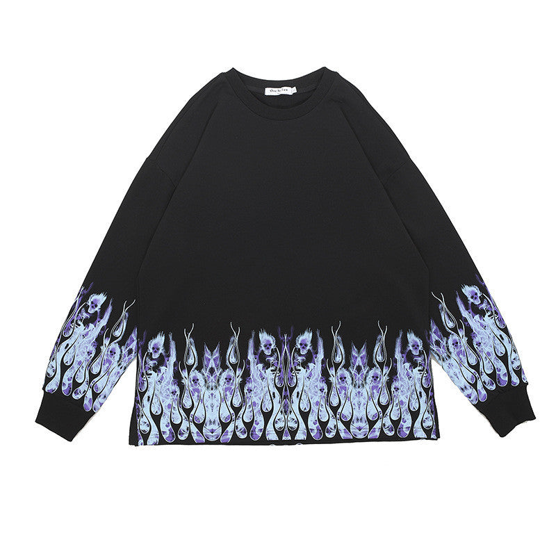 Head blue purple flame sweatshirt