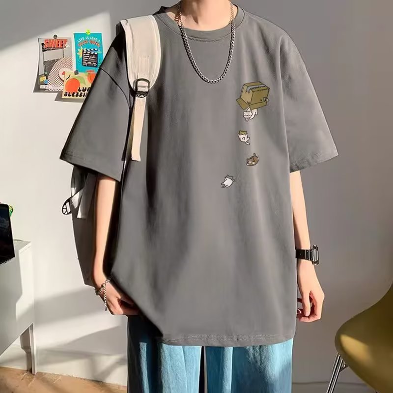 Summer Short Sleeve Loose Men's Casual Half Sleeve Trendy T-shirt Bottoming Shirt Half Sleeve Shirt