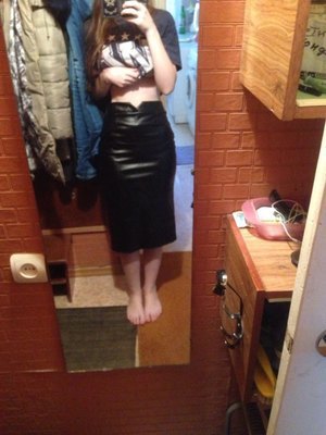 High Waist Fitted Leather Long Skirt