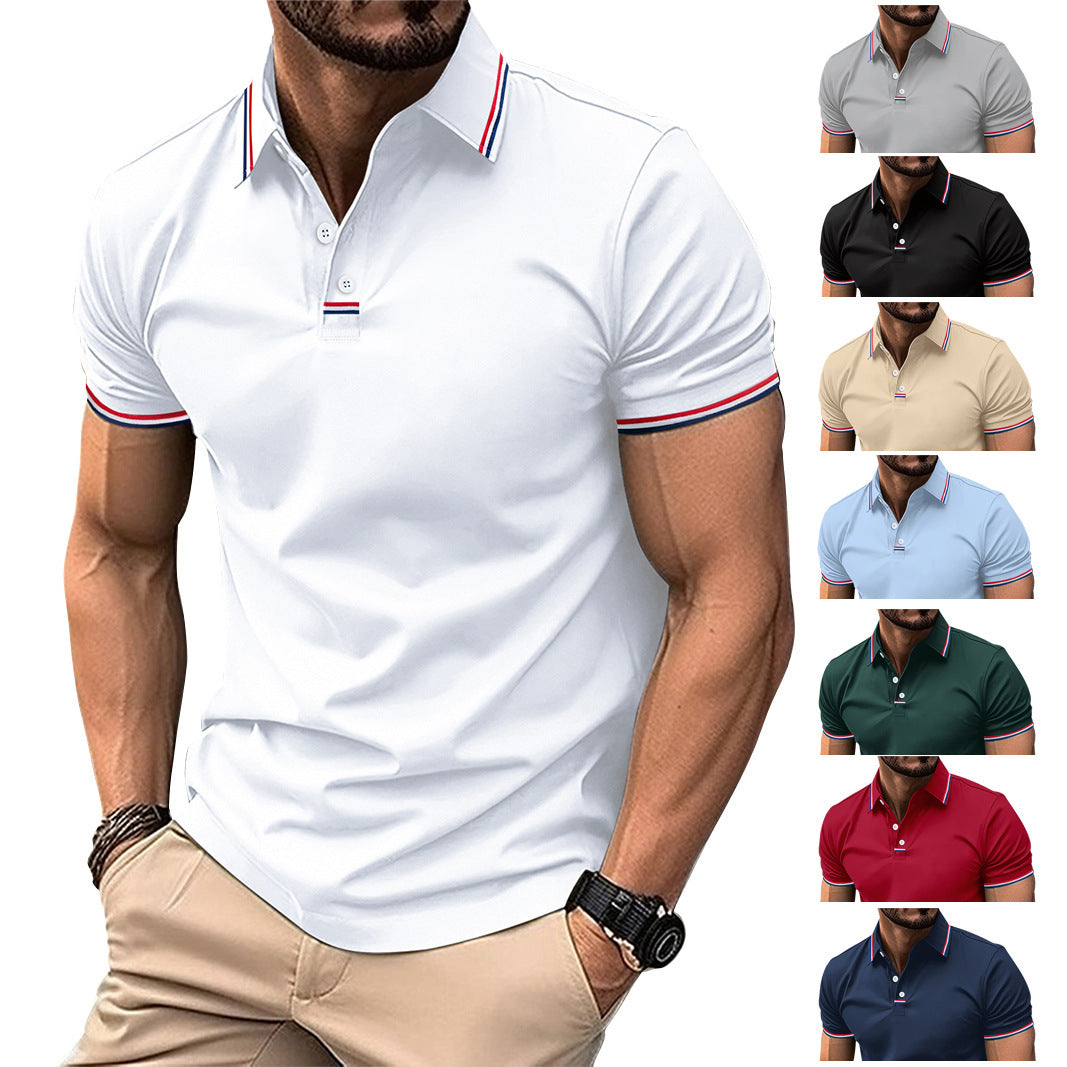 Button Business Pure Color All-match T-shirt