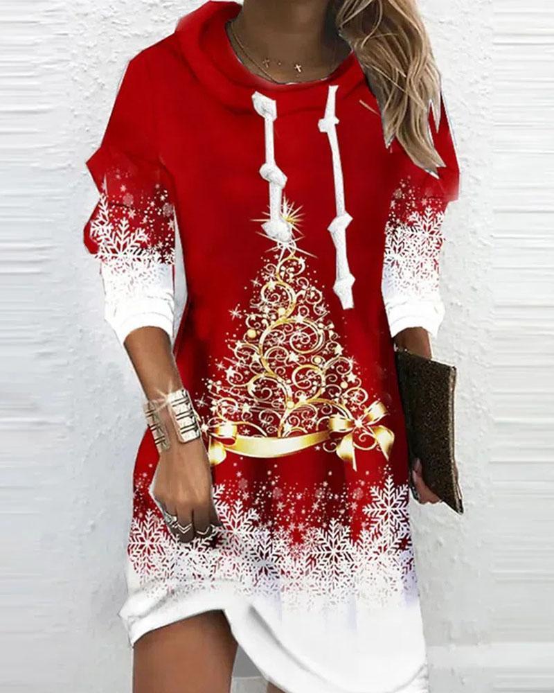 Spring Christmas Casual Loose Long Sleeve Dress