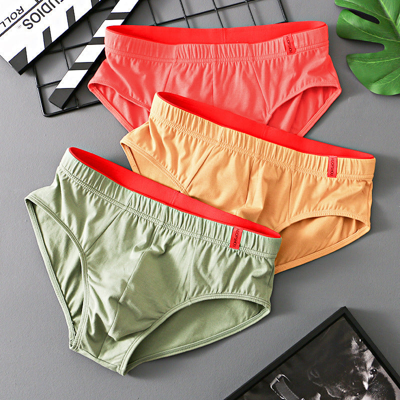 Pure Color Cotton Triangle Low Waist Breathable Men's Underwear Triangle