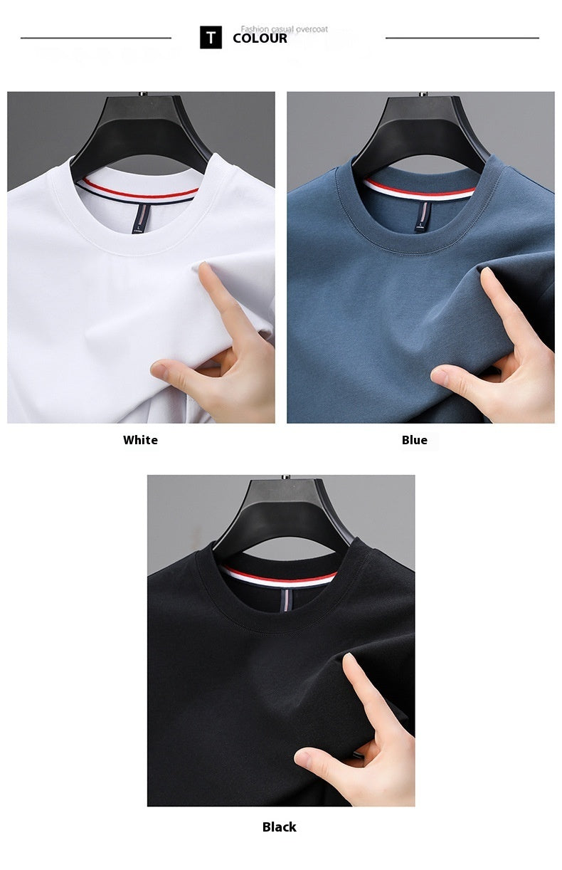 Round Neck Short Sleeve Men's T-shirt Casual Mercerized Cotton Bottoming Shirt