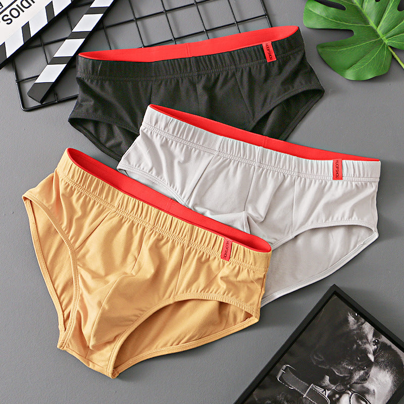 Pure Color Cotton Triangle Low Waist Breathable Men's Underwear Triangle