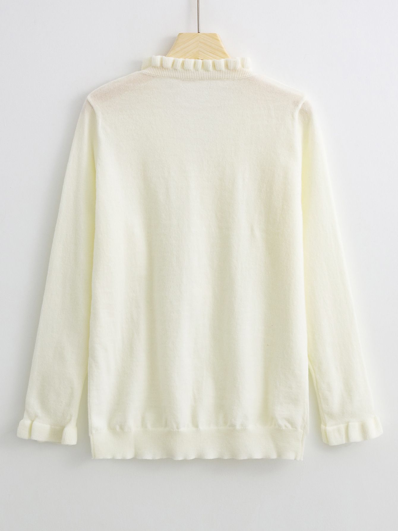 Long Sleeved Ruffled Women's Knitted Sweater