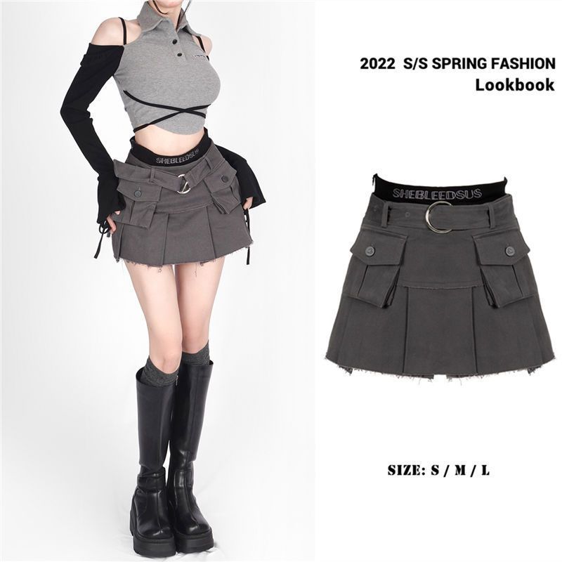 Pleated Mini Skirt with Belt