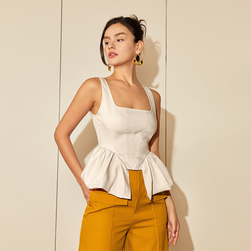 Women's Top Shirt Square Collar Irregular Spaghetti-strap Vest