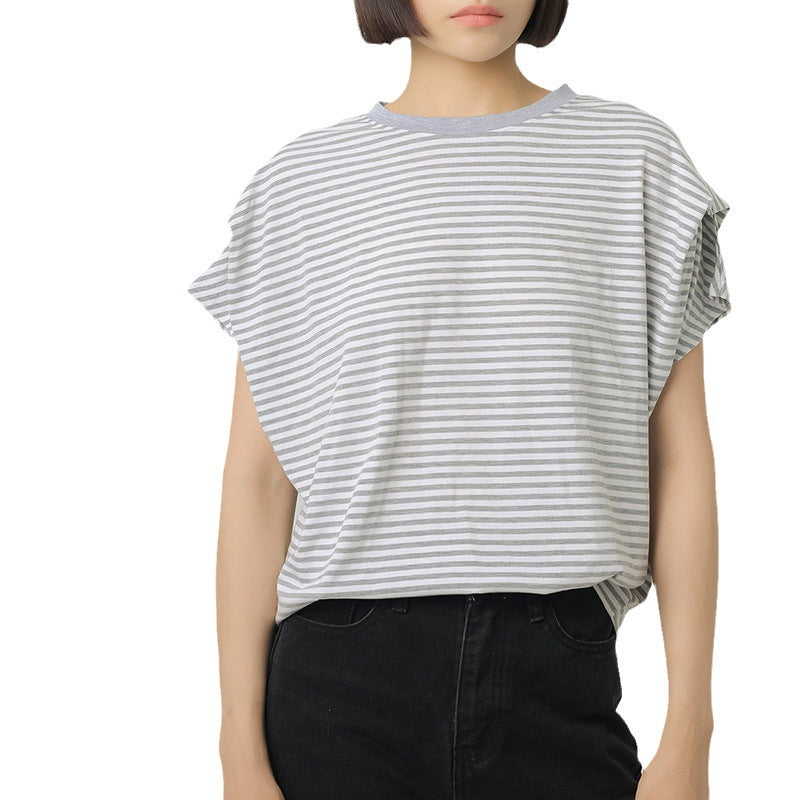 Summer Stripes T-shirt Women's Cotton Loose