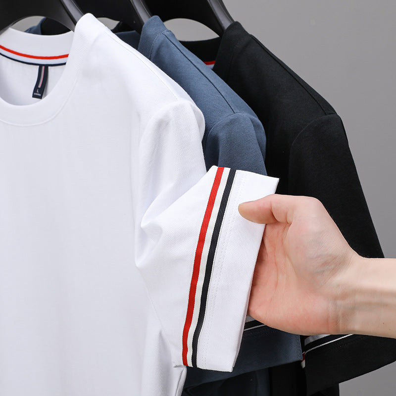 Round Neck Short Sleeve Men's T-shirt Casual Mercerized Cotton Bottoming Shirt