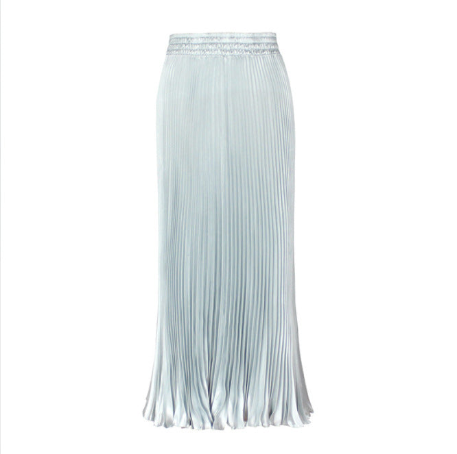 Satin Metallic Organ Pleated Skirt