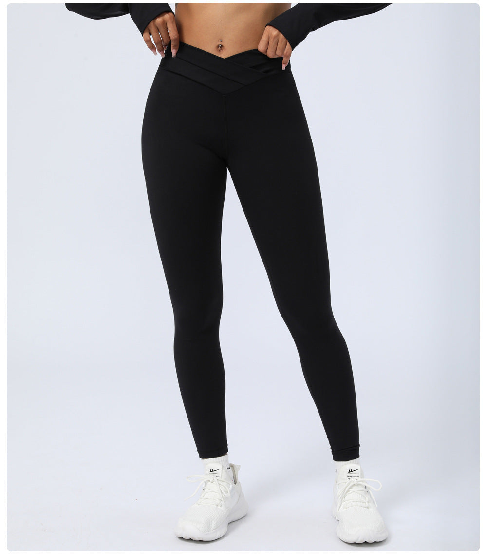 Cross Stitching Yoga Leggings Sports Workout Clothes Trousers