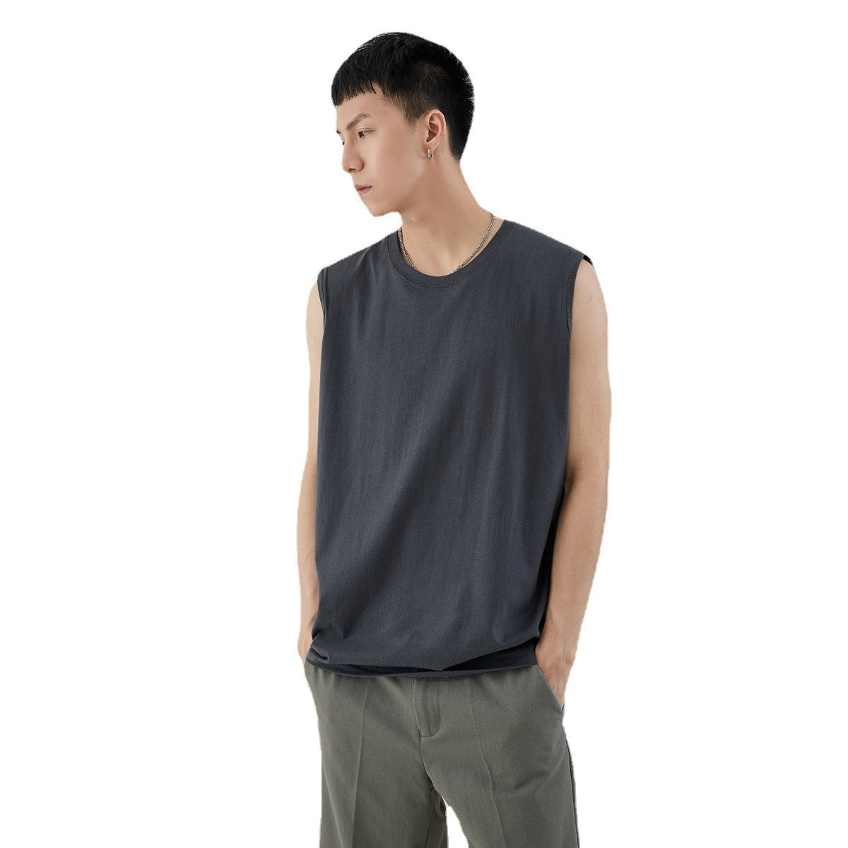 Simple Basic Sleeveless Cotton Men's Vest