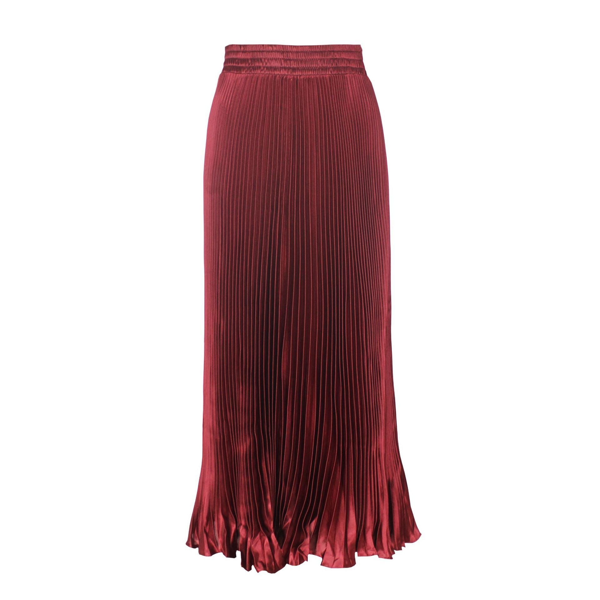 Satin Metallic Organ Pleated Skirt