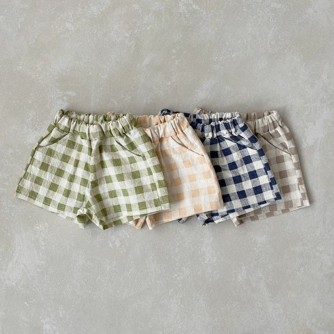 Boy's Summer Cotton Plaid Shorts