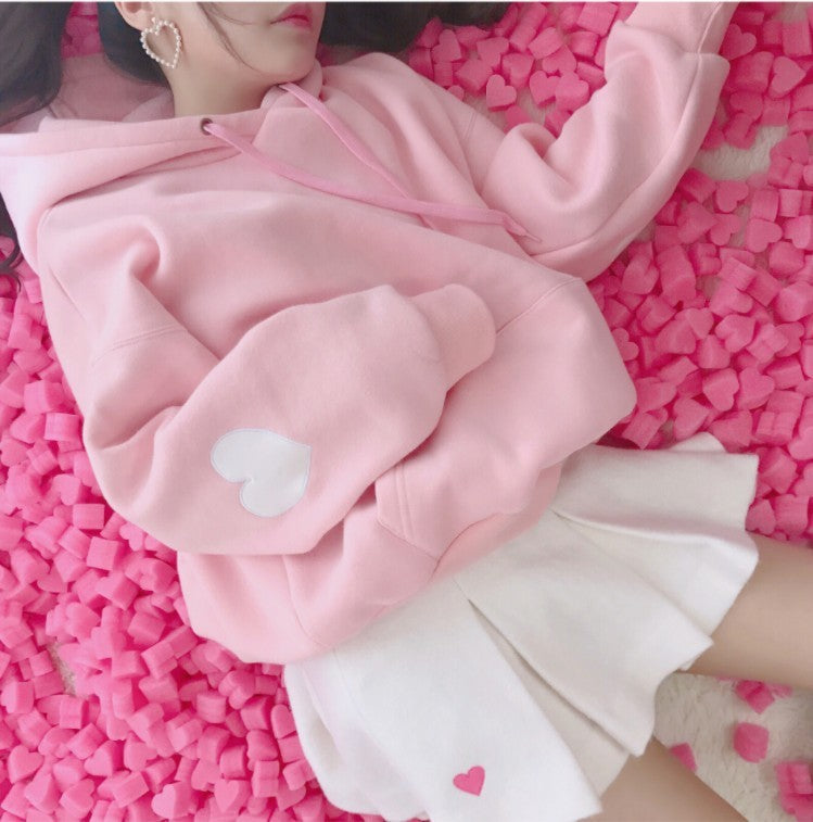 Cute plus velvet love hoodie