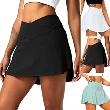 Waist Solid Color False Two-piece Sports Yoga Pants Shorts