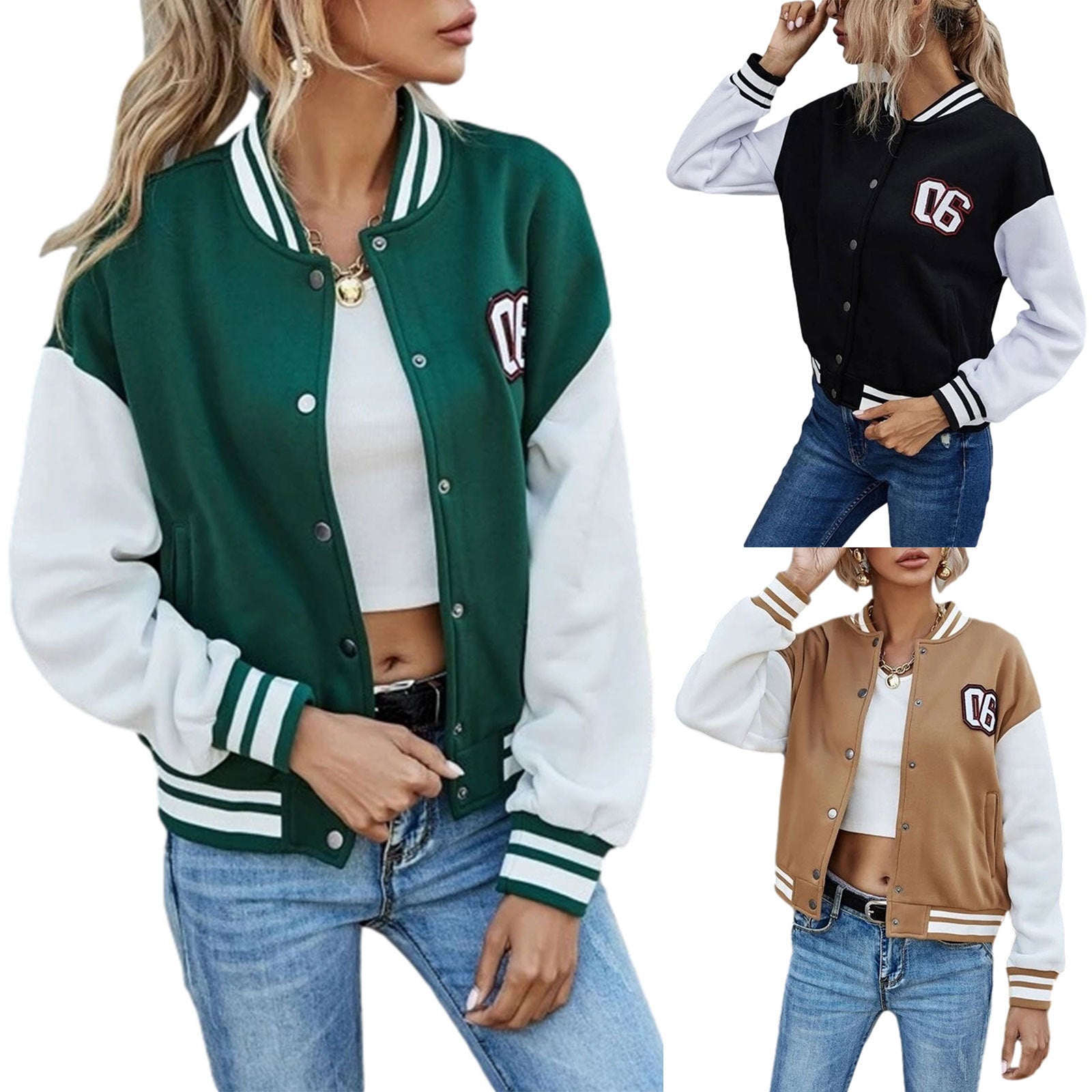 Retro Patchwork Leather Sleeve Varsity Jacket