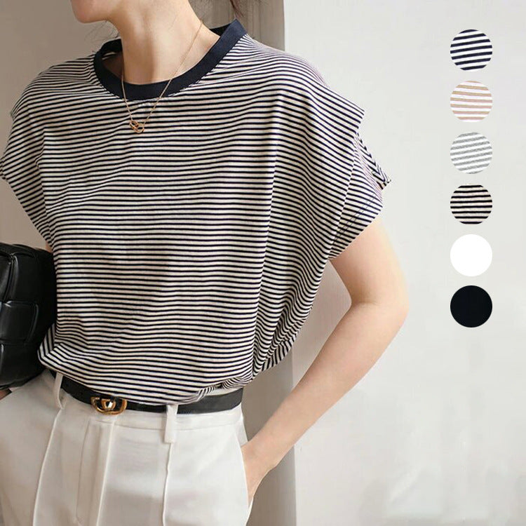 Summer Stripes T-shirt Women's Cotton Loose