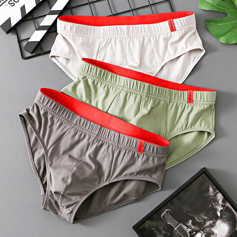 Pure Color Cotton Triangle Low Waist Breathable Men's Underwear Triangle