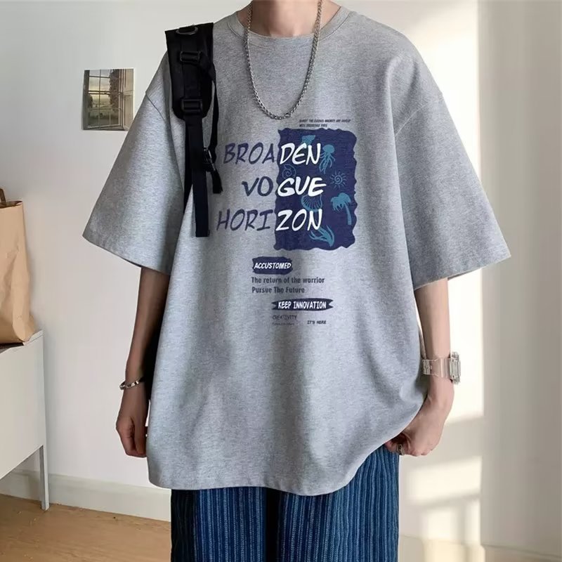 Summer Short Sleeve Loose Men's Casual Half Sleeve Trendy T-shirt Bottoming Shirt Half Sleeve Shirt