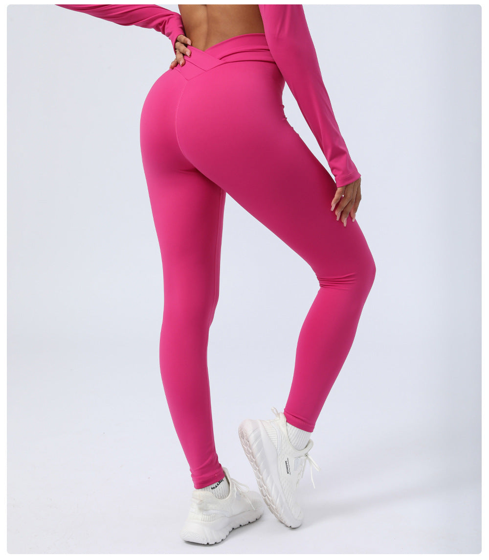 Cross Stitching Yoga Leggings Sports Workout Clothes Trousers