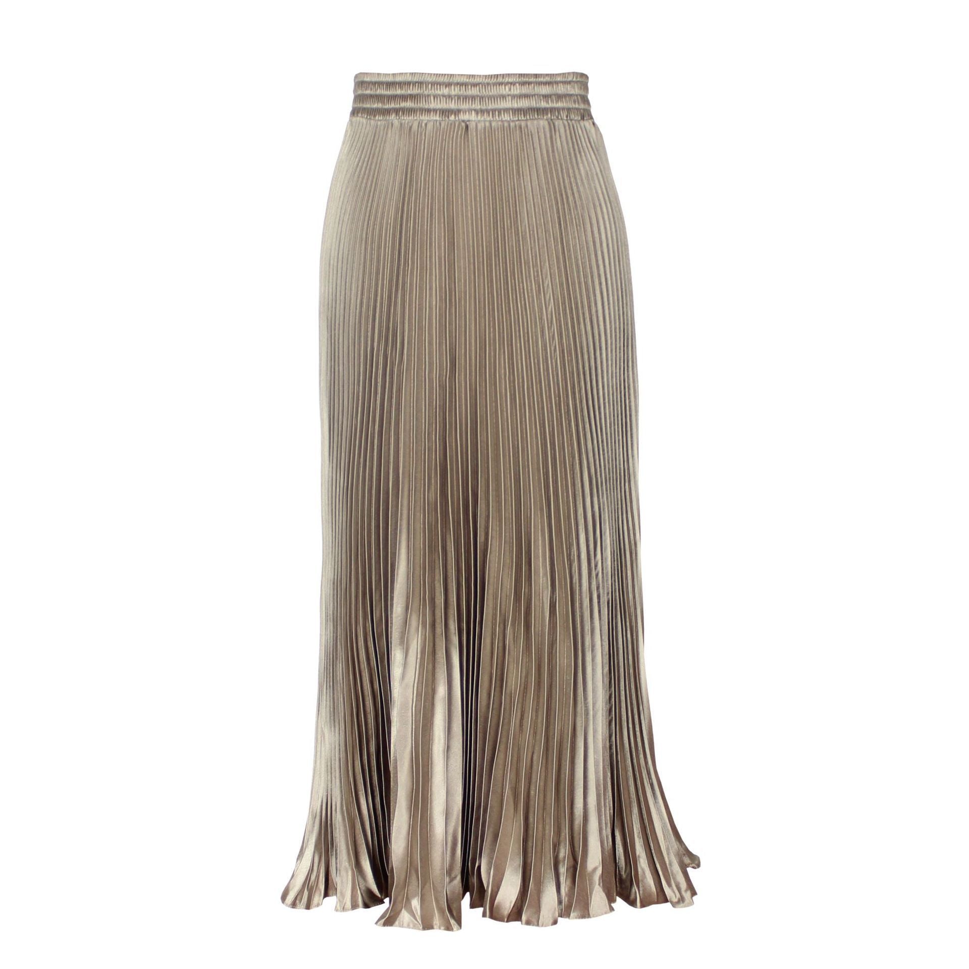 Satin Metallic Organ Pleated Skirt