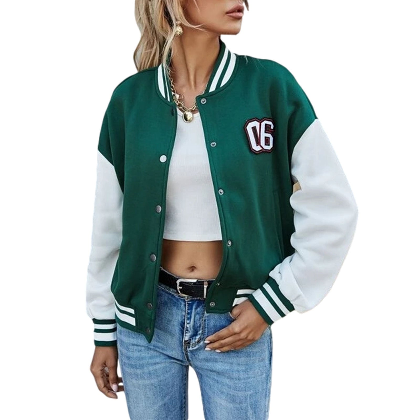 Retro Patchwork Leather Sleeve Varsity Jacket