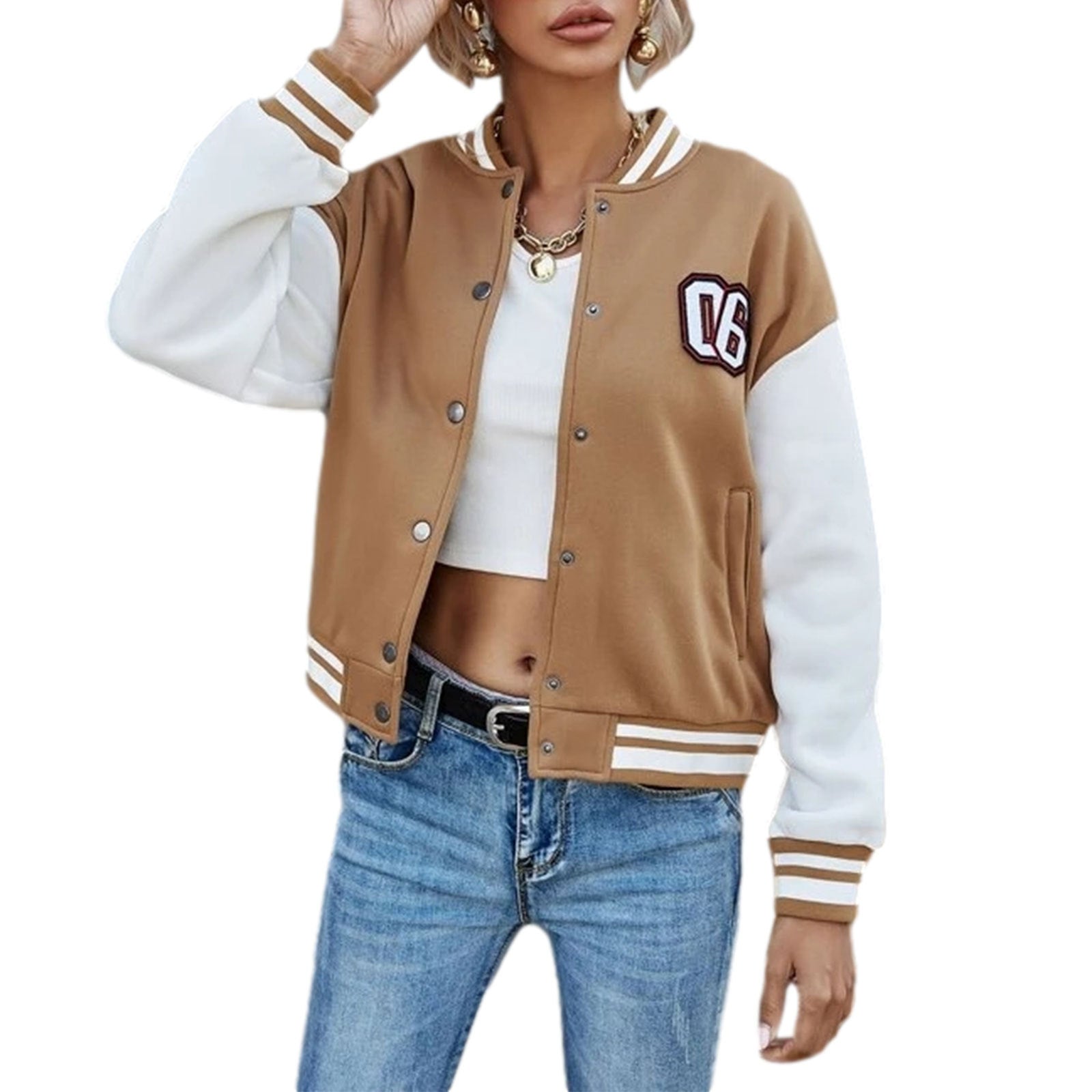 Retro Patchwork Leather Sleeve Varsity Jacket