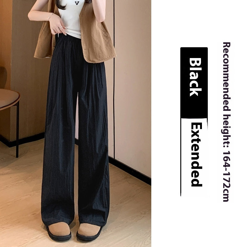 High Waist Drooping Straight Pleated Cotton And Linen Casual Pants